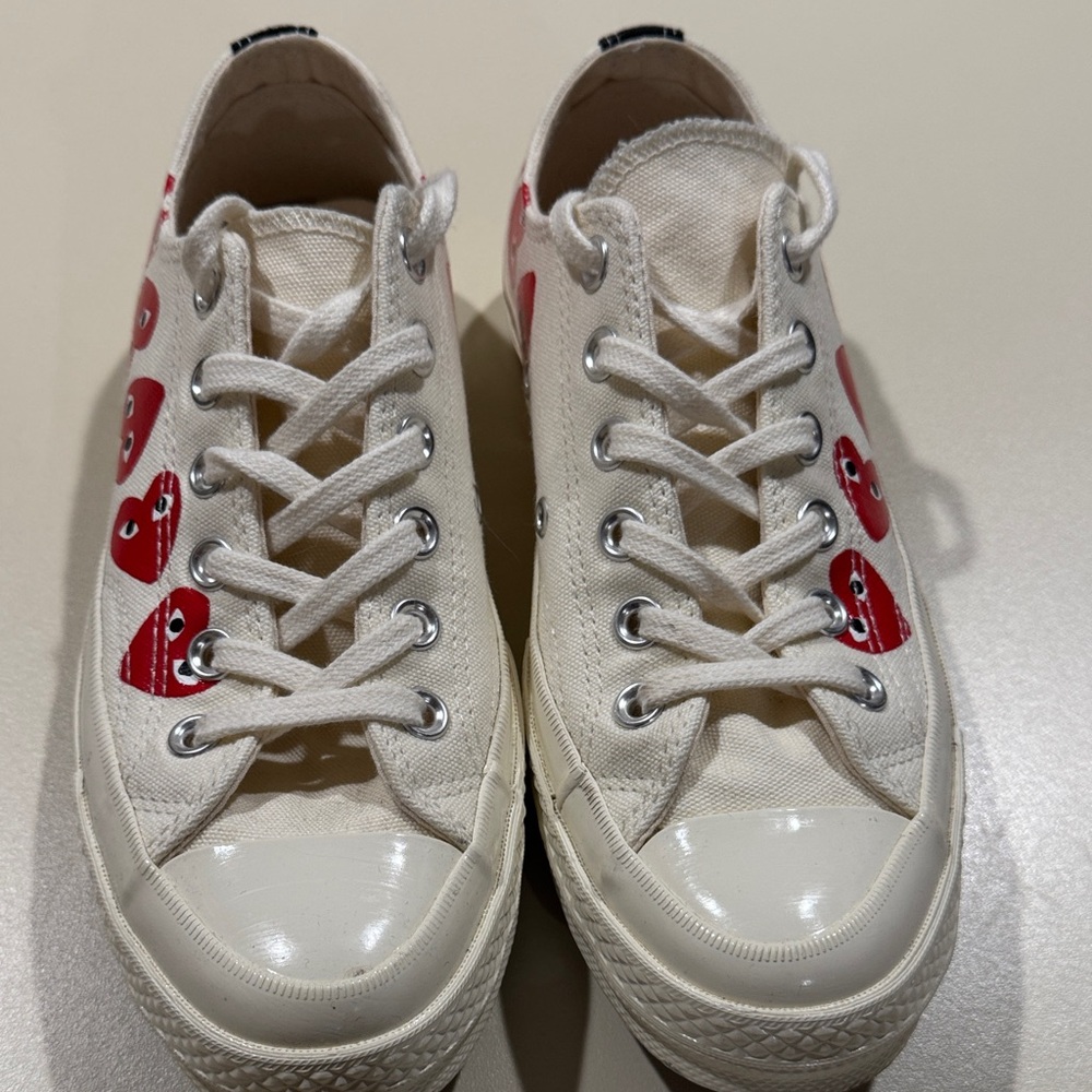 Comme des Garcons PLAY White and Red Heart Sneakers